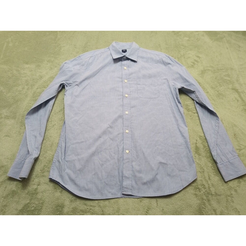 Gap Mens Button Up Long Sleeve Shirt W/ Pocket. Sz Large  White & Blue Striped
